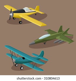 Airplanes vector image design set. 