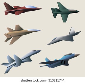 Airplanes vector image design set. 