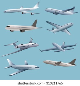 Airplanes vector image design set. 