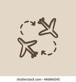 Airplanes vector sketch icon isolated on background. Hand drawn Airplanes icon. Airplanes sketch icon for infographic, website or app.