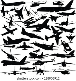 airplanes,military airplanes,helicopter collection - vector