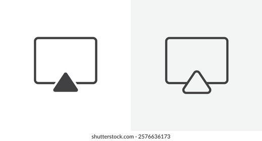 Airplay icon set in black flat solid and outlined style.