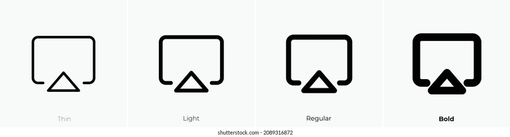 airplay icon. Thin, Light Regular And Bold style design isolated on white background