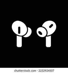 Airpods icon isolated on black background. Wireless symbol modern, simple, vector, icon for website design, mobile app, ui. Vector Illustration