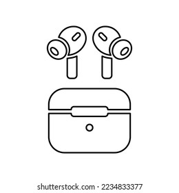 Icono de caso Earbuds aislado en fondo blanco. Símbolo inalámbrico moderno, simple, vector, icono para el diseño de sitios web, aplicación móvil, ui. Ilustración vectorial