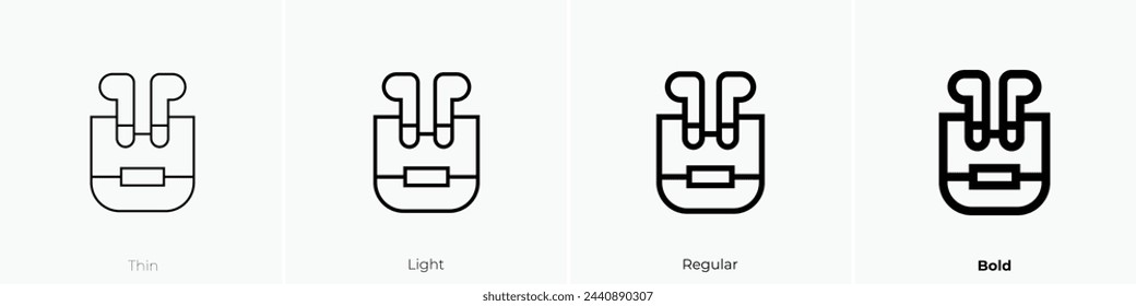 airpods icon. Thin, Light Regular And Bold style design isolated on white background