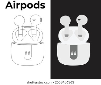 Airpods vector and line art set