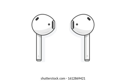 Airpods wireless bluetooth headphones. Vector illustration. Isolated on a white background.