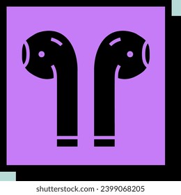 Auriculares inalámbricos vectores aislados de neonbrutalismo. Signo musical. Símbolo gráfico para el diseño de aplicaciones y sitios web de música y sonido, logotipo, aplicación, interfaz de usuario