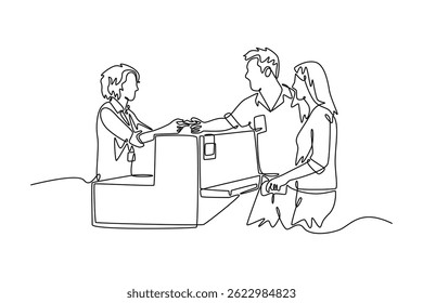 Airport activity concept. Single line draw design. Vector graphic illustration.