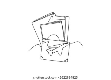 Airport activity concept. Single line draw design. Vector graphic illustration.