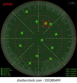 Airport Air Traffic Control Radar Screen With Plane