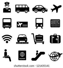 Airport and air travel icon set
