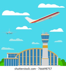 Airport airplanes Flat style Vector