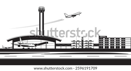 Airport amenities – vector illustration