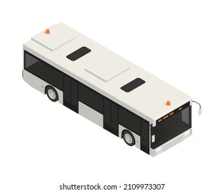 Airport apron bus isometric icon on white background 3d vector illustration