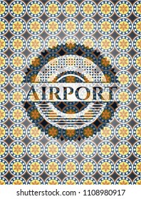  Airport arabic emblem. Arabesque decoration.