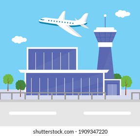 Airport area, Plane flat design