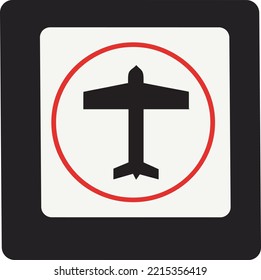 Airport area symbol vector icon flat sign symbol with exclamation mark isolated on white background