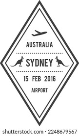 Airport arrival mark. International border pass stamp