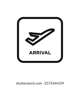 Airport arrival sign flat line symbol set.