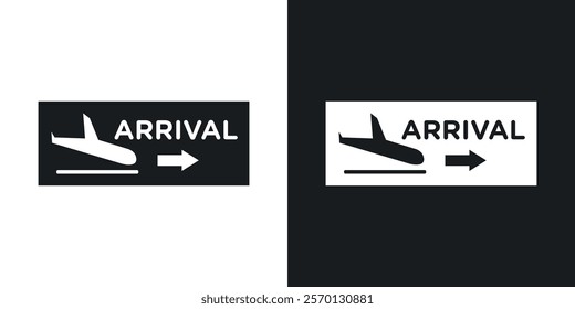 Airport arrival sign vectors in flat syle