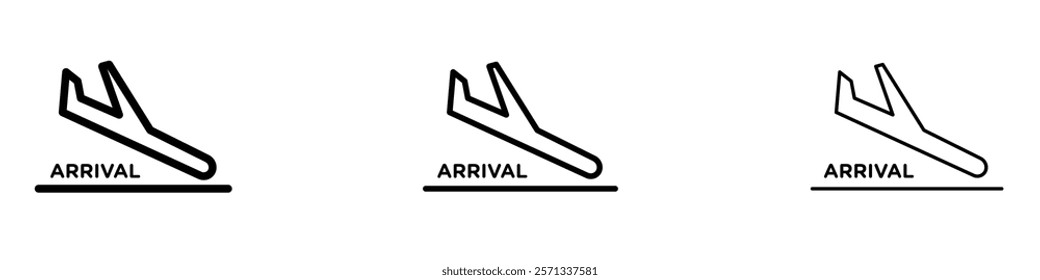 Airport arrival signs in black and color style