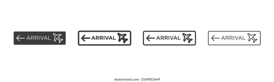 Airport arrival signs flat and linear vector illustration on white background.