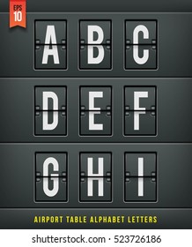 Airport arrival table alphabet. Vector illustration.