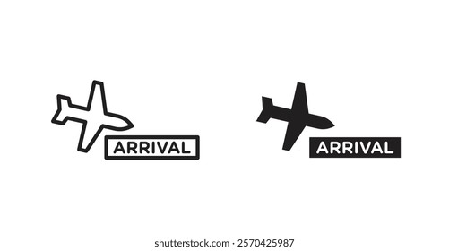 Airport arrival vectors web signs set