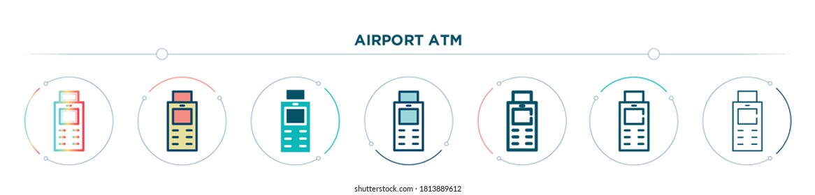 airport atm icon designed in gradient, filled, two color, thin line and outline style. vector illustration of airport atm vector icons. can be used for mobile, ui, web
