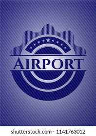 Airport badge with denim background
