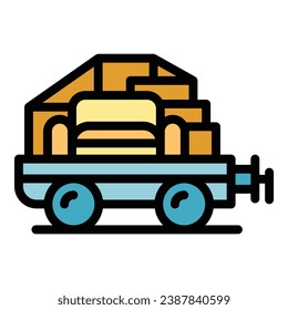 Airport baggage cart icon outline vector. House service. Move home color flat