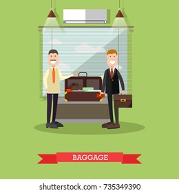 Airport baggage check vector illustration. Airport terminal, security checkpoint flat style design element.