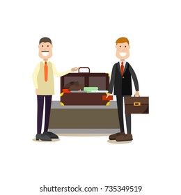 Airport baggage check vector illustration. Airport people flat style design element, icon isolated on white background.