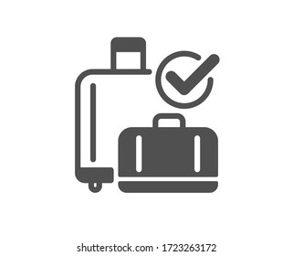 Airport Baggage Reclaim Icon. Airplane Check In Luggage Sign. Flight Checked Bag Symbol. Classic Flat Style. Quality Design Element. Simple Baggage Reclaim Icon. Vector