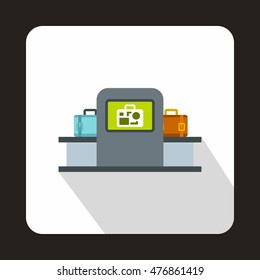 Airport baggage security scanner icon in flat style isolated with long shadow