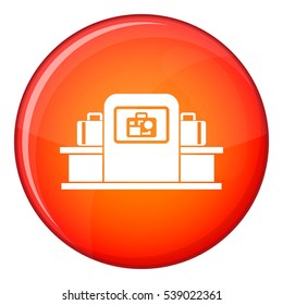 Airport baggage security scanner icon in red circle isolated on white background vector illustration