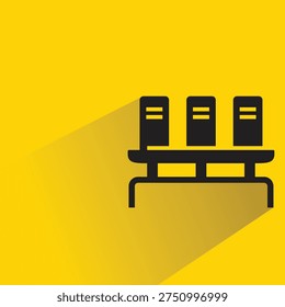 airport bench shadow on yellow background
