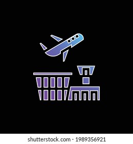 Icono de vector de gradiente azul del aeropuerto