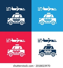Airport blue and red four color minimal icon set