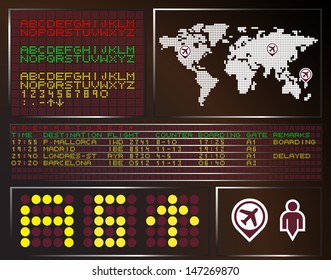 AIRPORT BOARD AND MAP. Vectorial infographic elements easy for modify. 