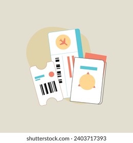 Airport boarding pass vector illustration. Airplane ticket, boarding pass, boarding pass.