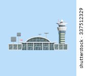 Airport building with control tower. Flat design. Vector Illustration. 