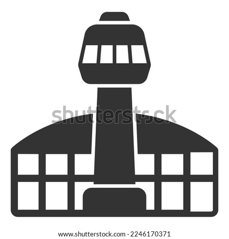 Airport building and control tower - icon, illustration on white background, glyph style