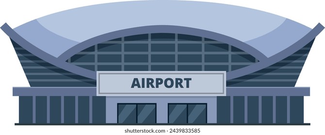 Airport building facade. Flight terminal front exterior