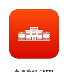 Airport building icon digital red for any design isolated on white vector illustration