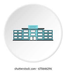 Airport building icon in flat circle isolated vector illustration for web