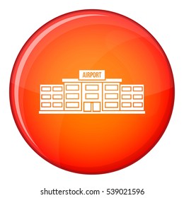 Airport building icon in red circle isolated on white background vector illustration