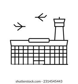 airport building line icon vector. airport building sign. isolated contour symbol black illustration